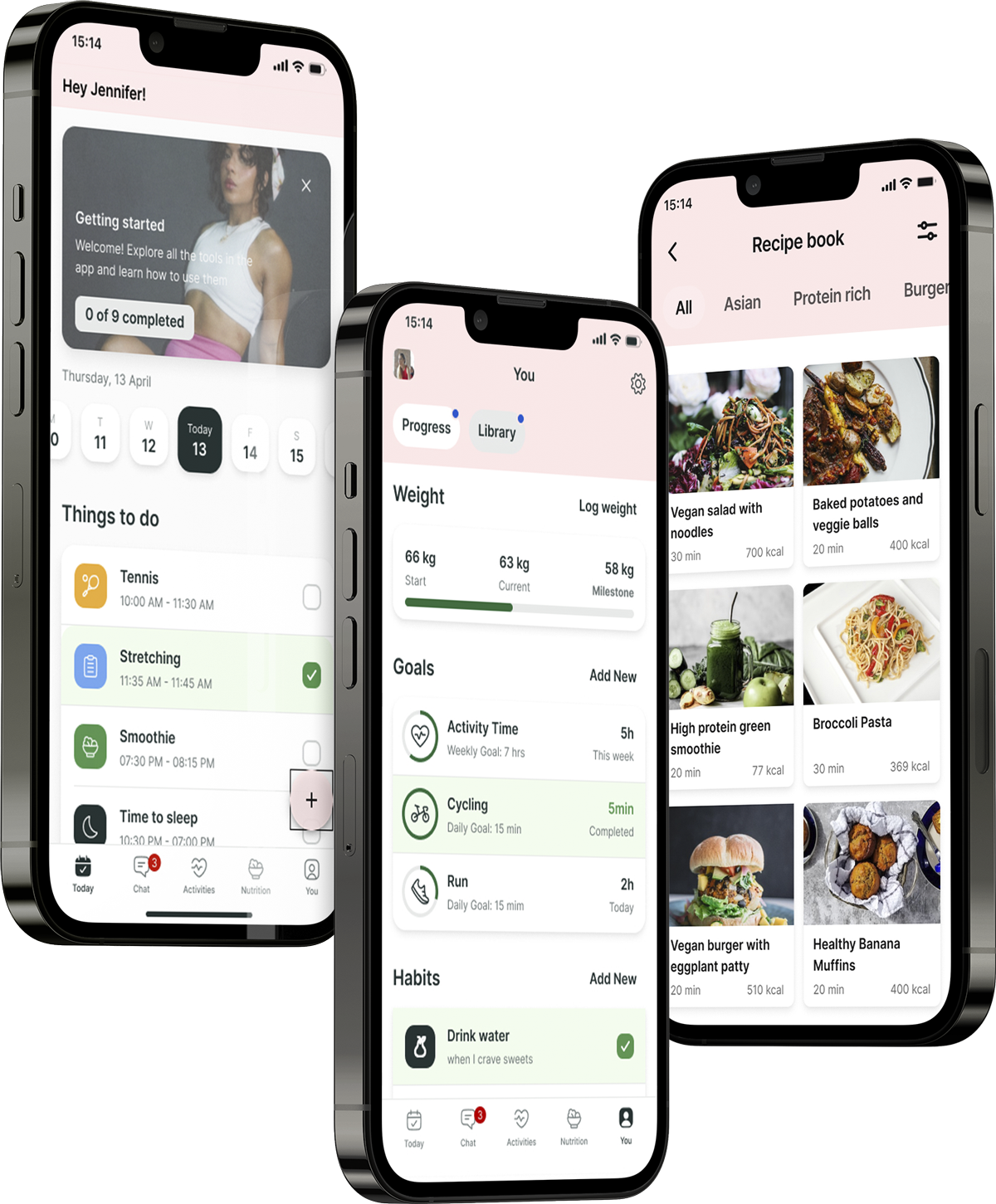 A mockup of the coaching app showcasing the features.