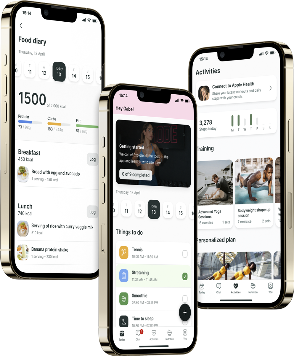 A mockup of the coaching app showcasing the features.