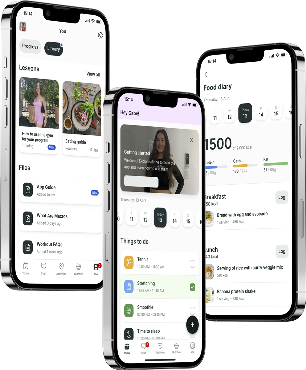 A mockup of the coaching app showcasing the features.