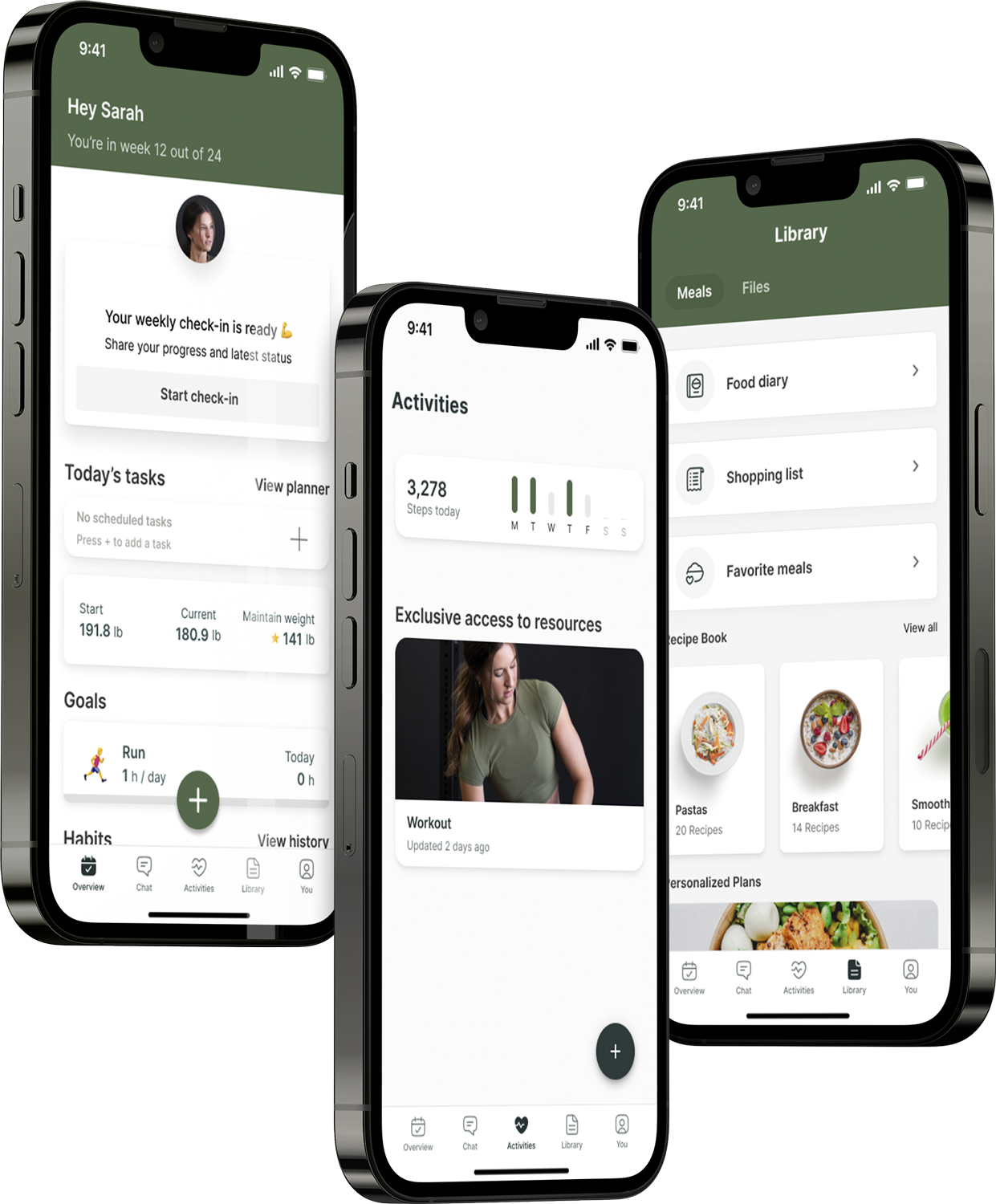 A mockup of the coaching app showcasing the features.