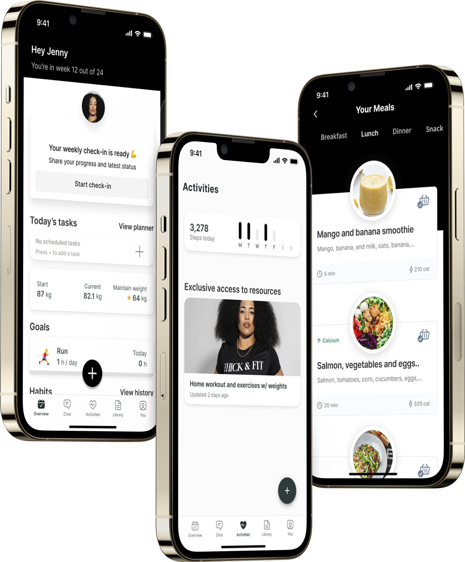 A mockup of the coaching app showcasing the features.