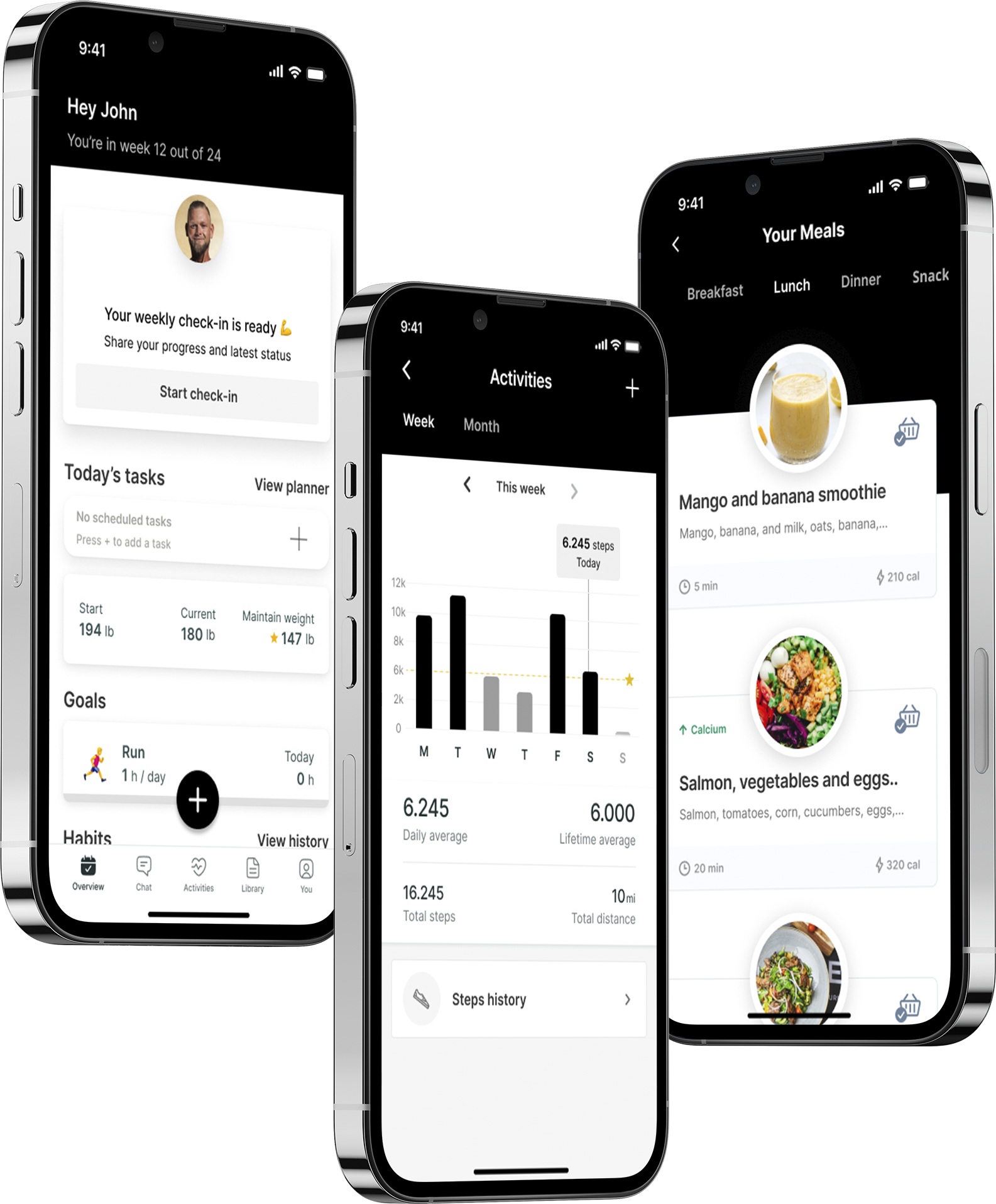 A mockup of the coaching app showcasing the features.