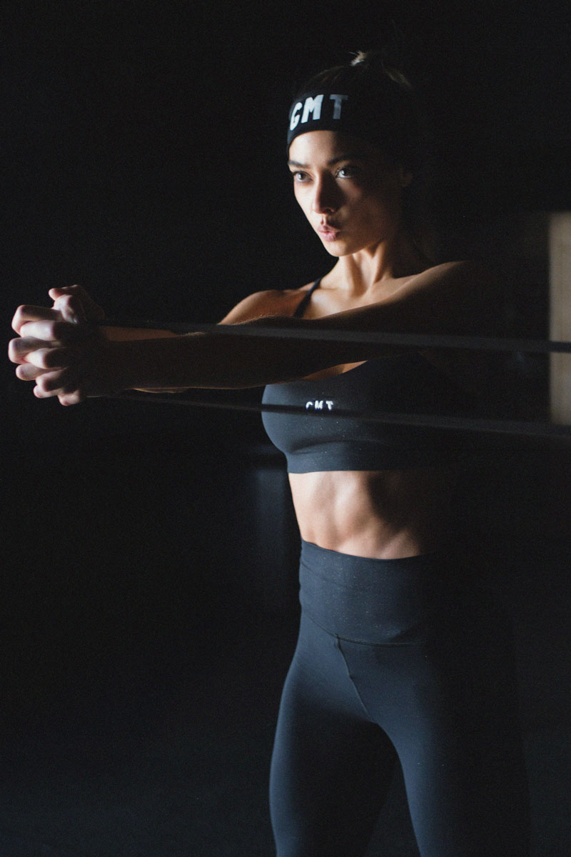 The lady is working out.