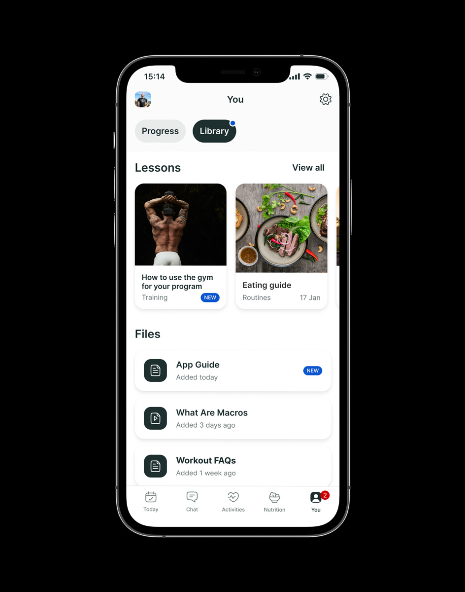 A mockup of the coaching app showcasing the different features.
