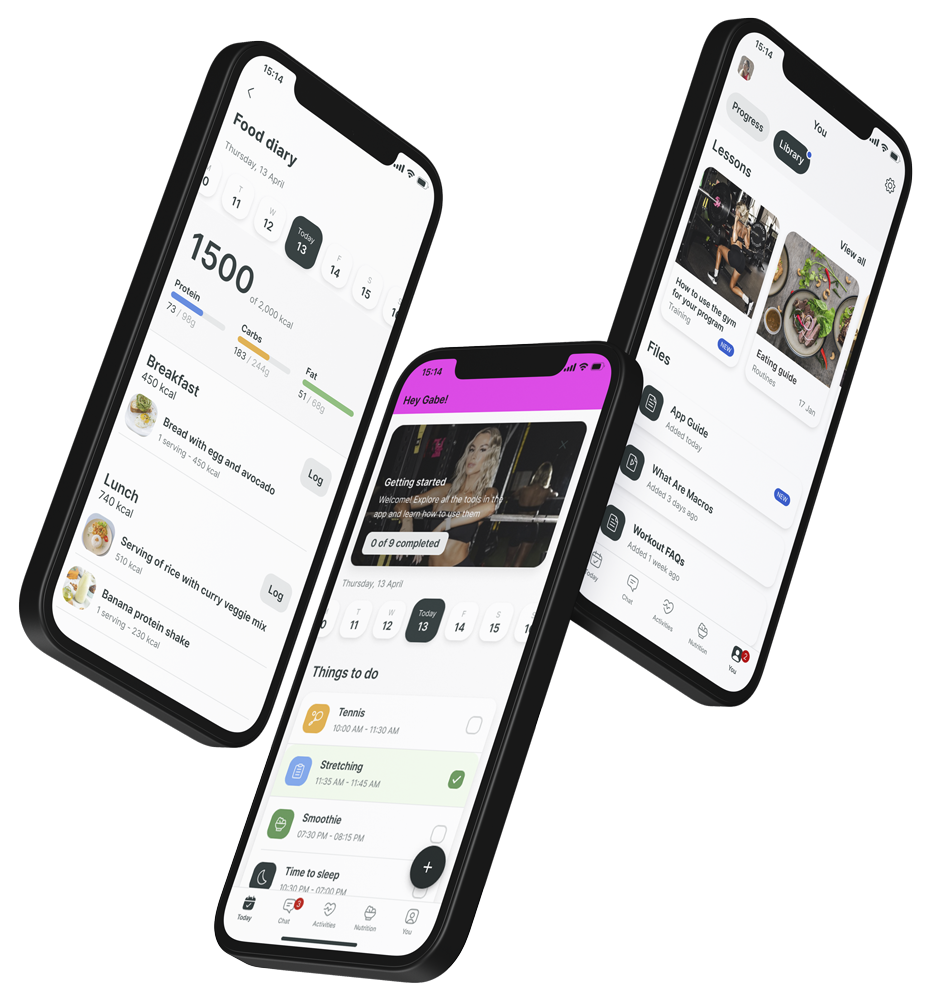 A mockup of the coaching app showcasing the features.