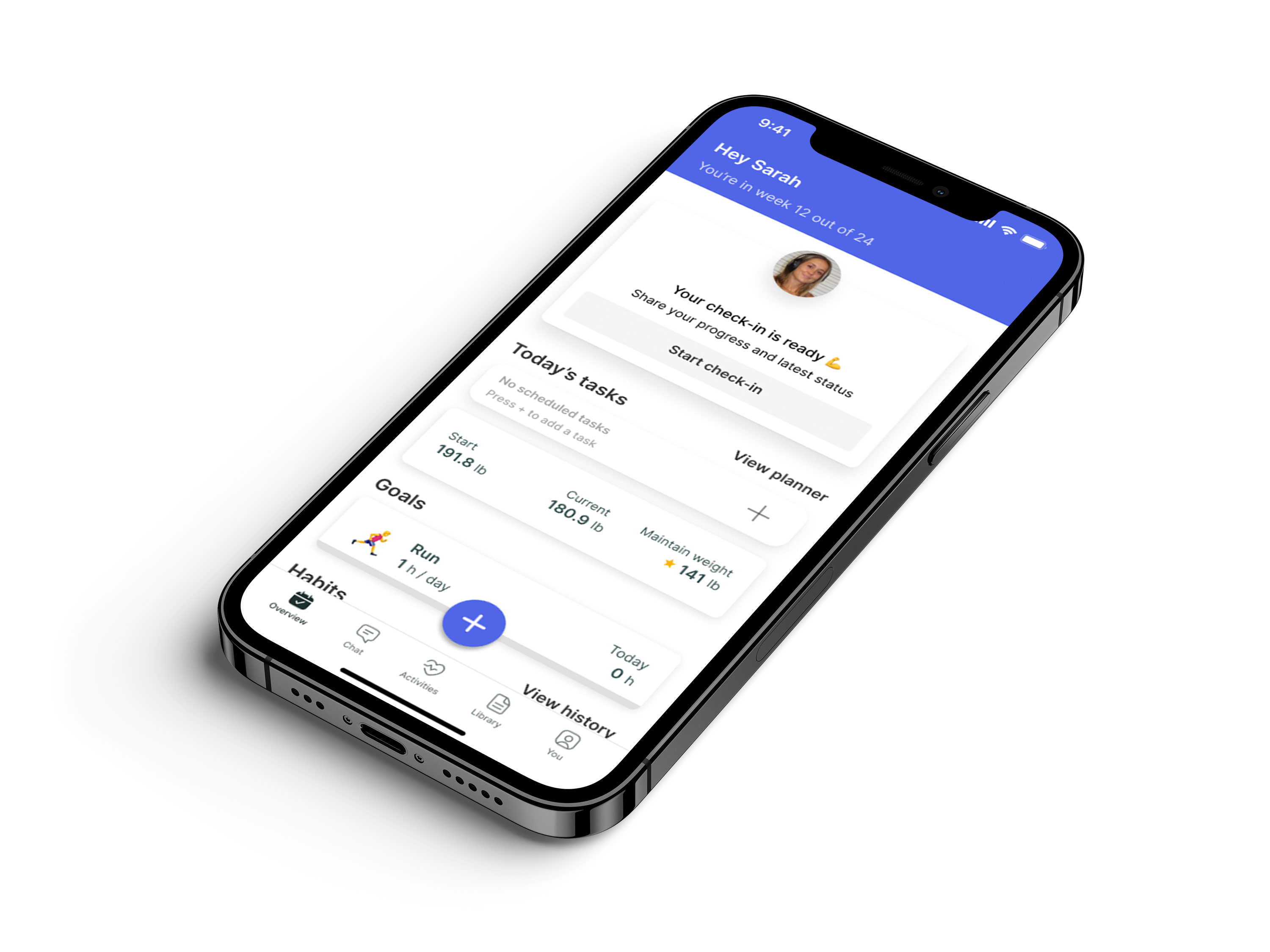A mockup of the coaching app showcasing the features.
