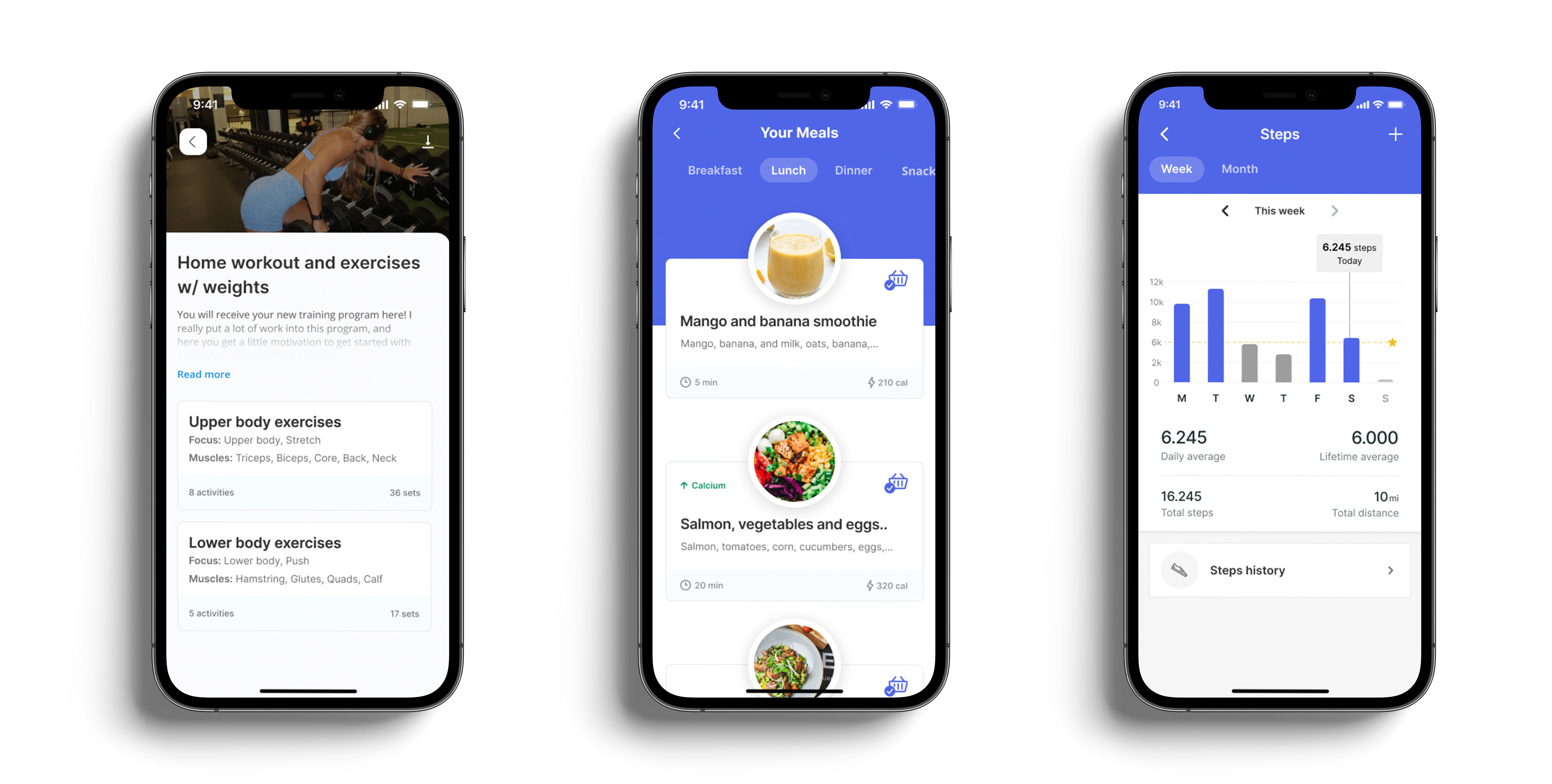 A mockup of the coaching app showcasing the different features.