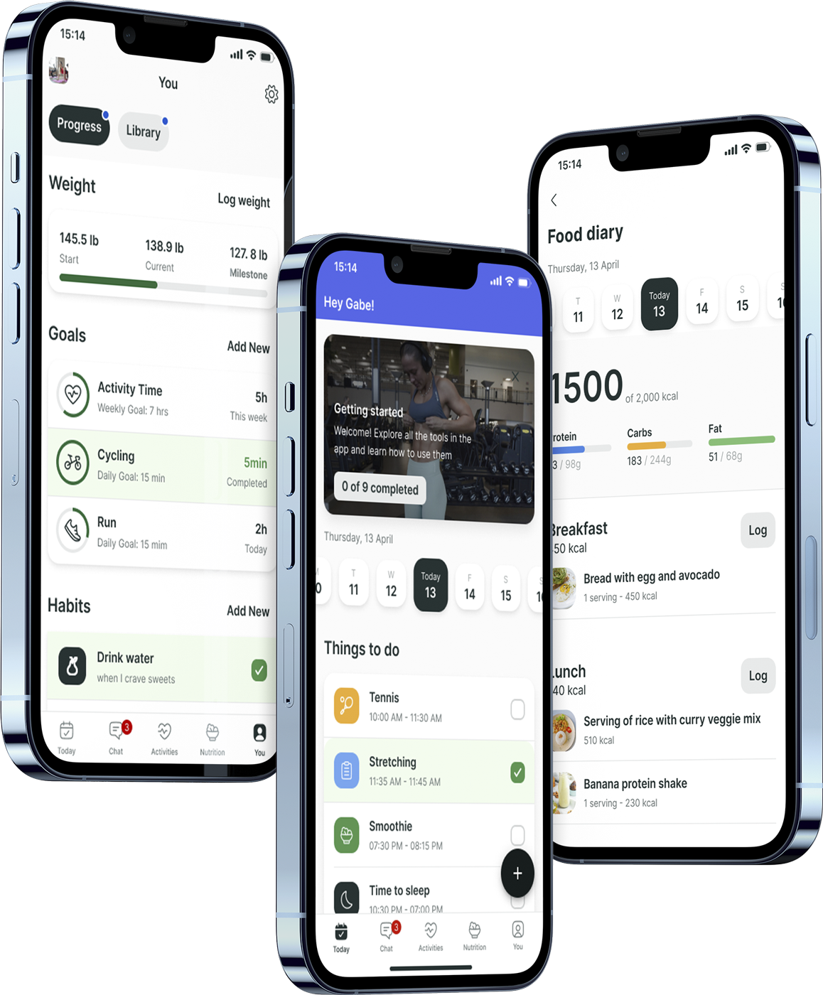 A mockup of the coaching app showcasing the features.