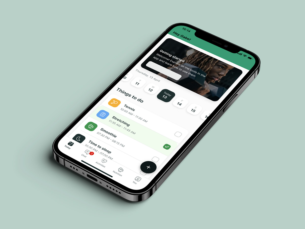 A mockup of the coaching app showcasing the features.