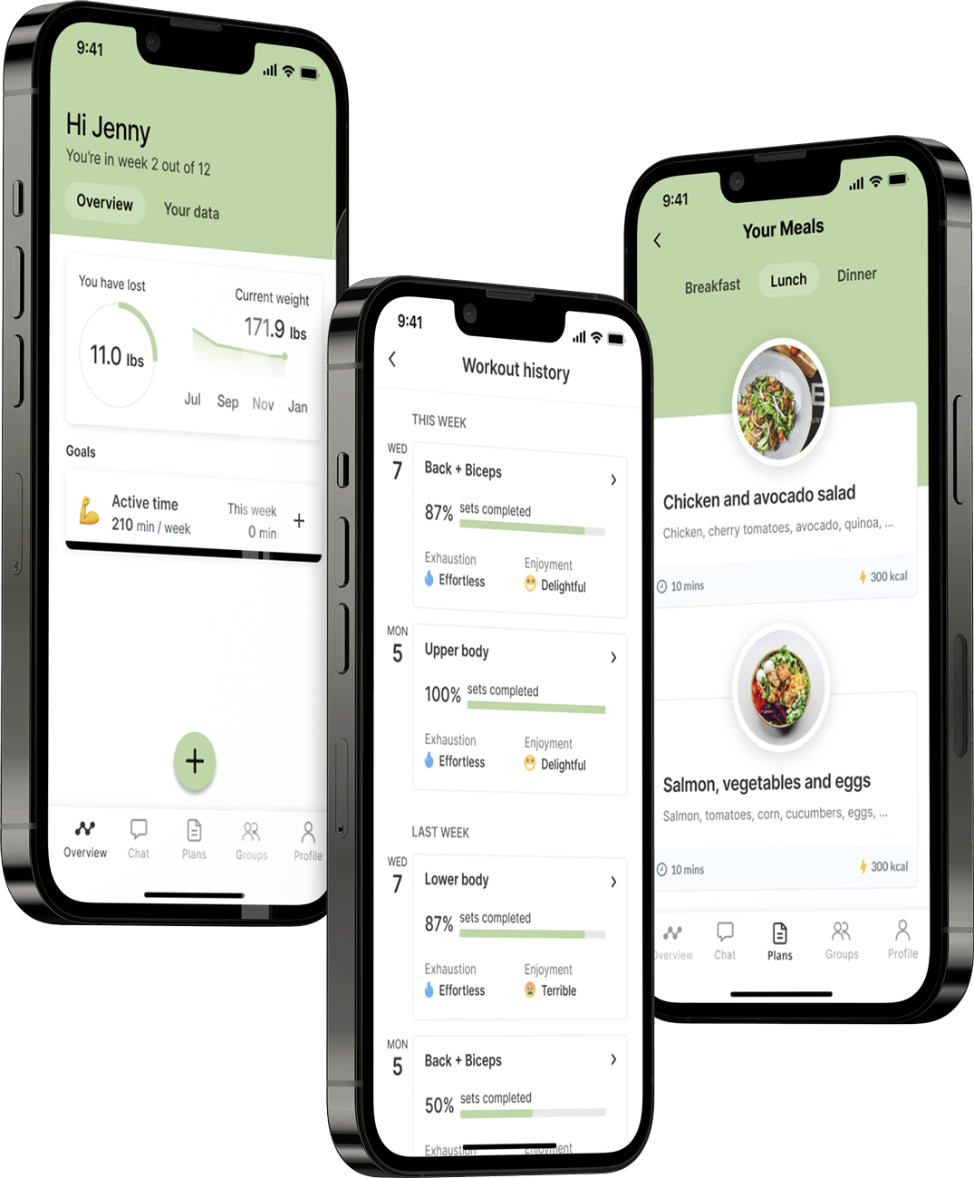 A mockup of the coaching app showcasing the features.