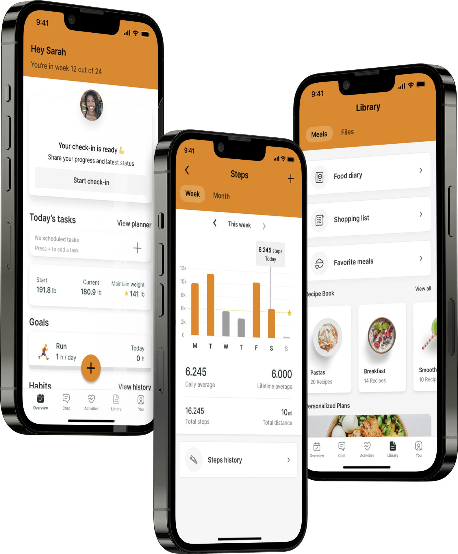 A mockup of the coaching app showcasing the features.