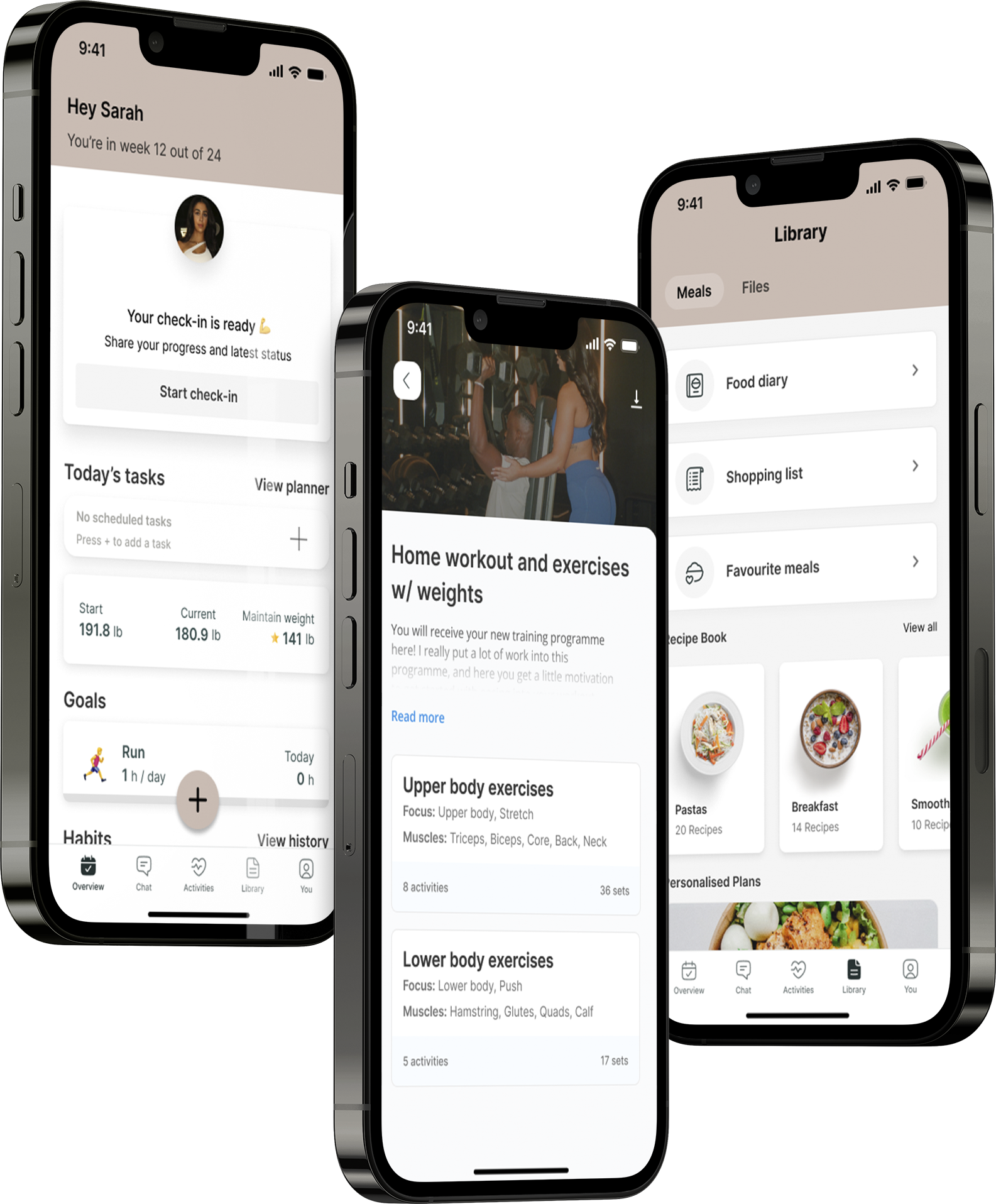 A mockup of the coaching app showcasing the features.