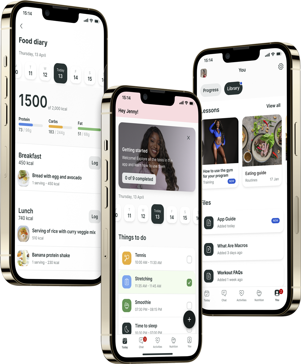 A mockup of the coaching app showcasing the features.