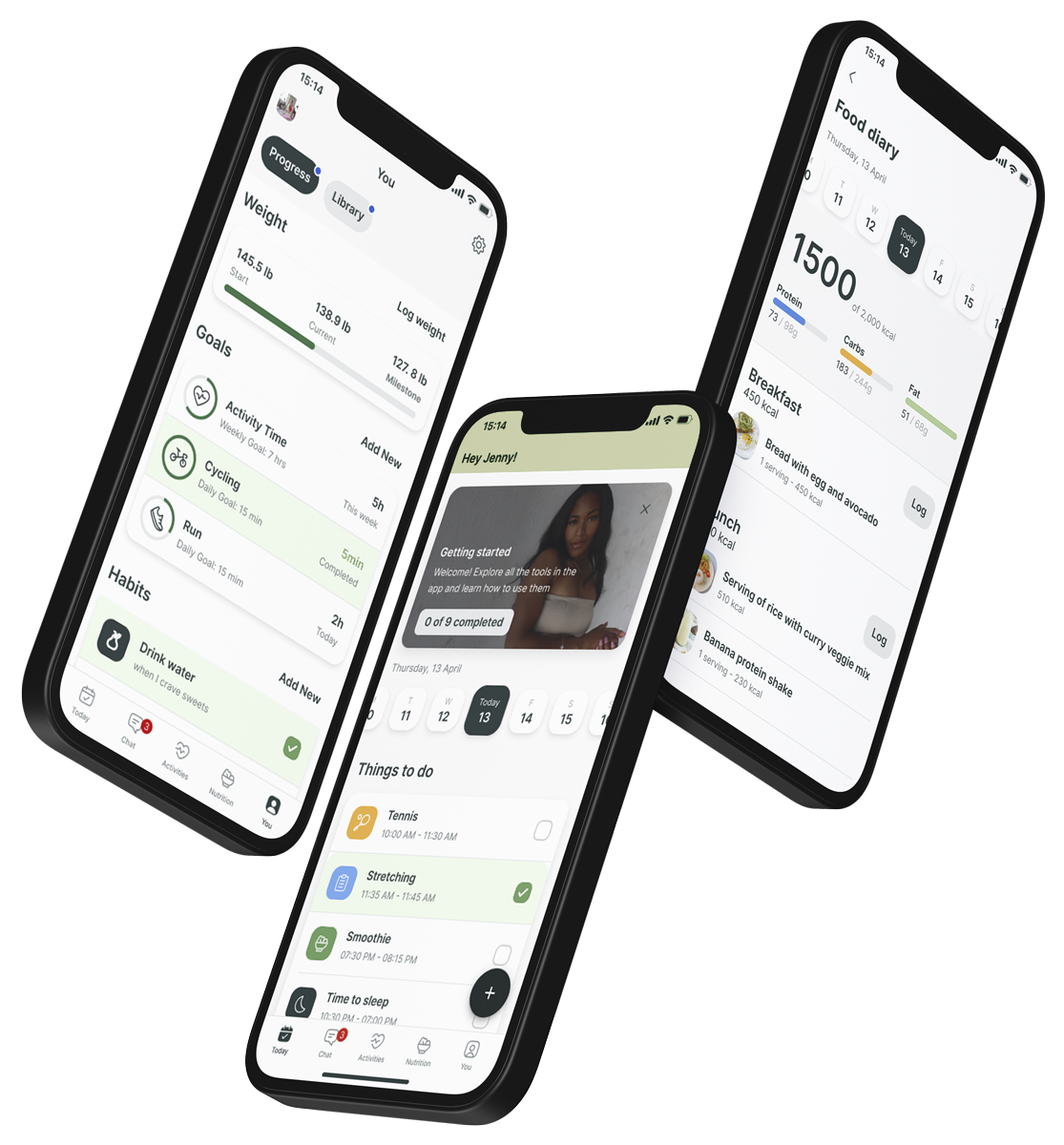 A mockup of the coaching app showcasing the features.