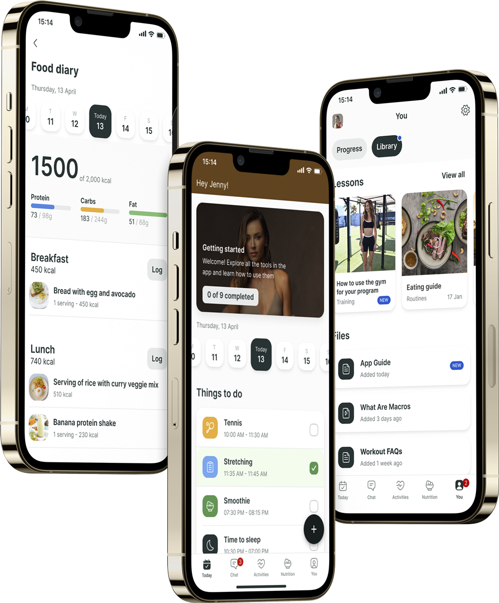 A mockup of the coaching app showcasing the features.