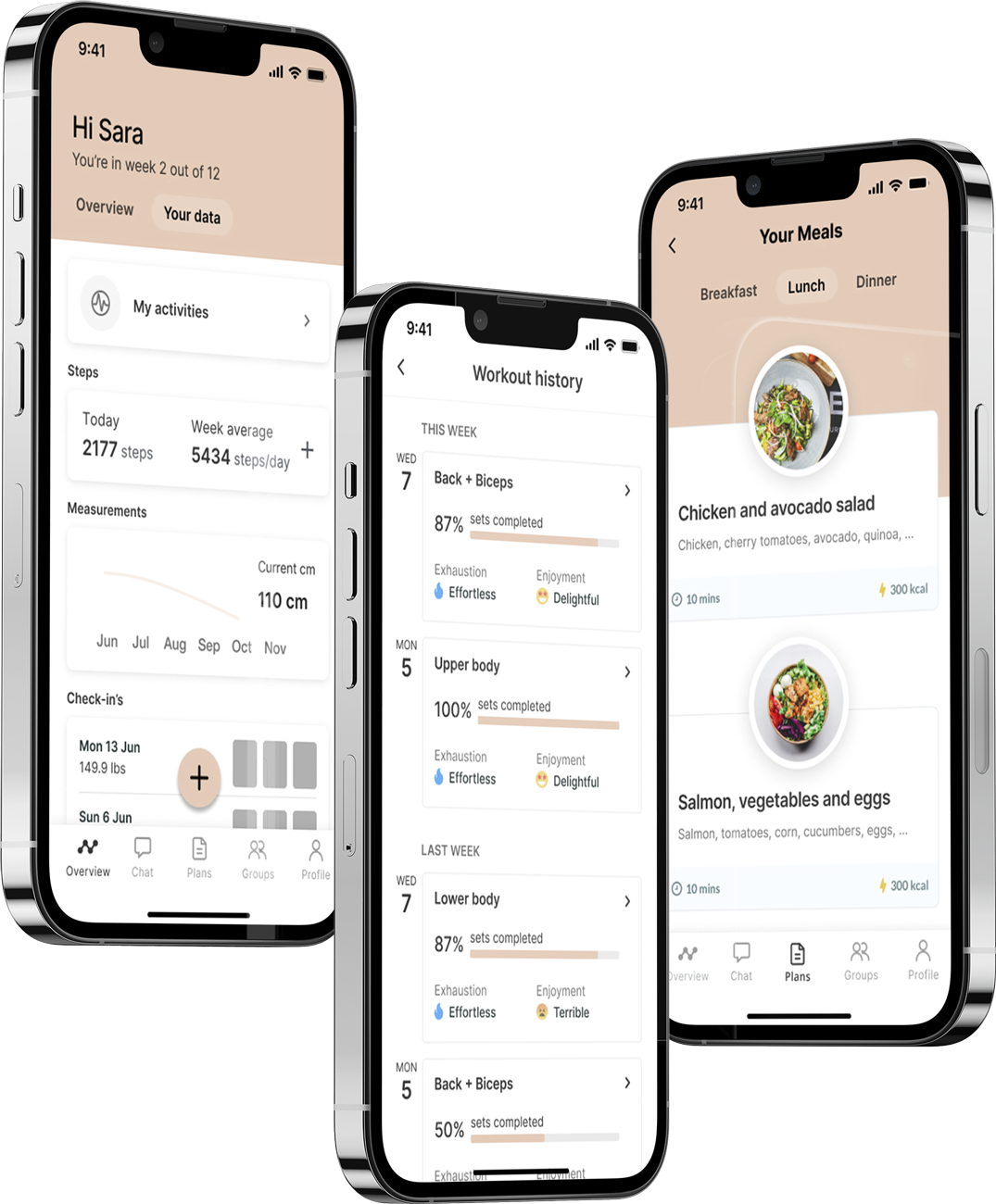 A mockup of the coaching app showcasing the features.