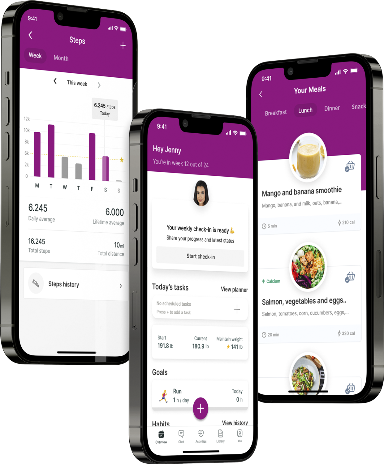 A mockup of the coaching app showcasing the features.