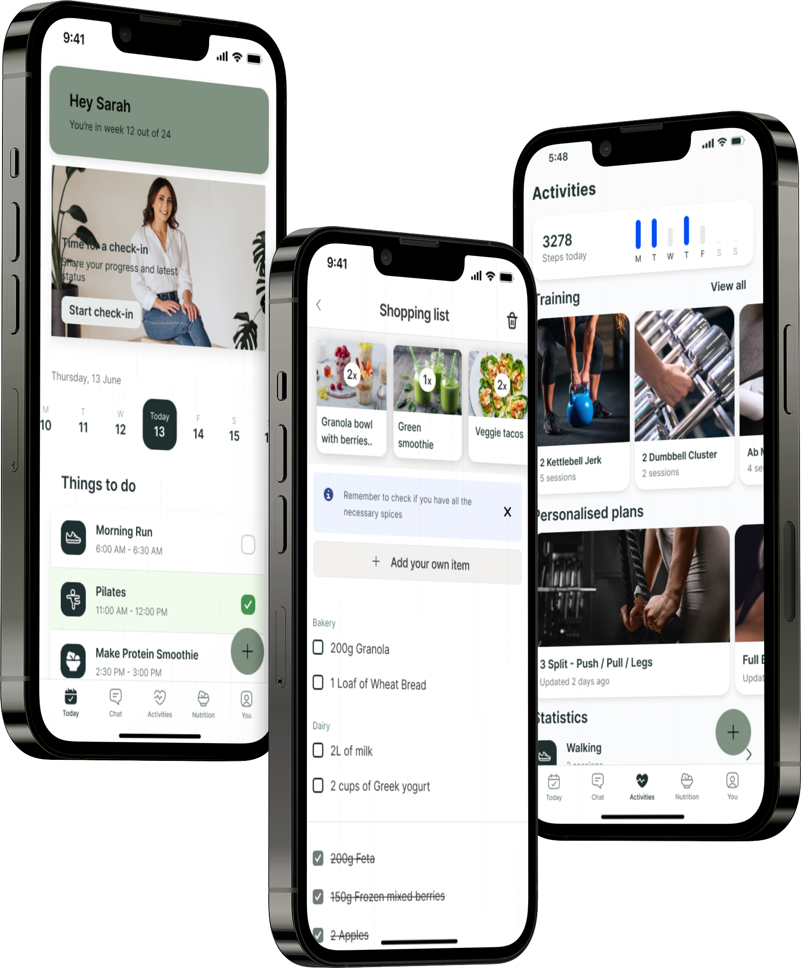 A mockup of the coaching app showcasing the features.