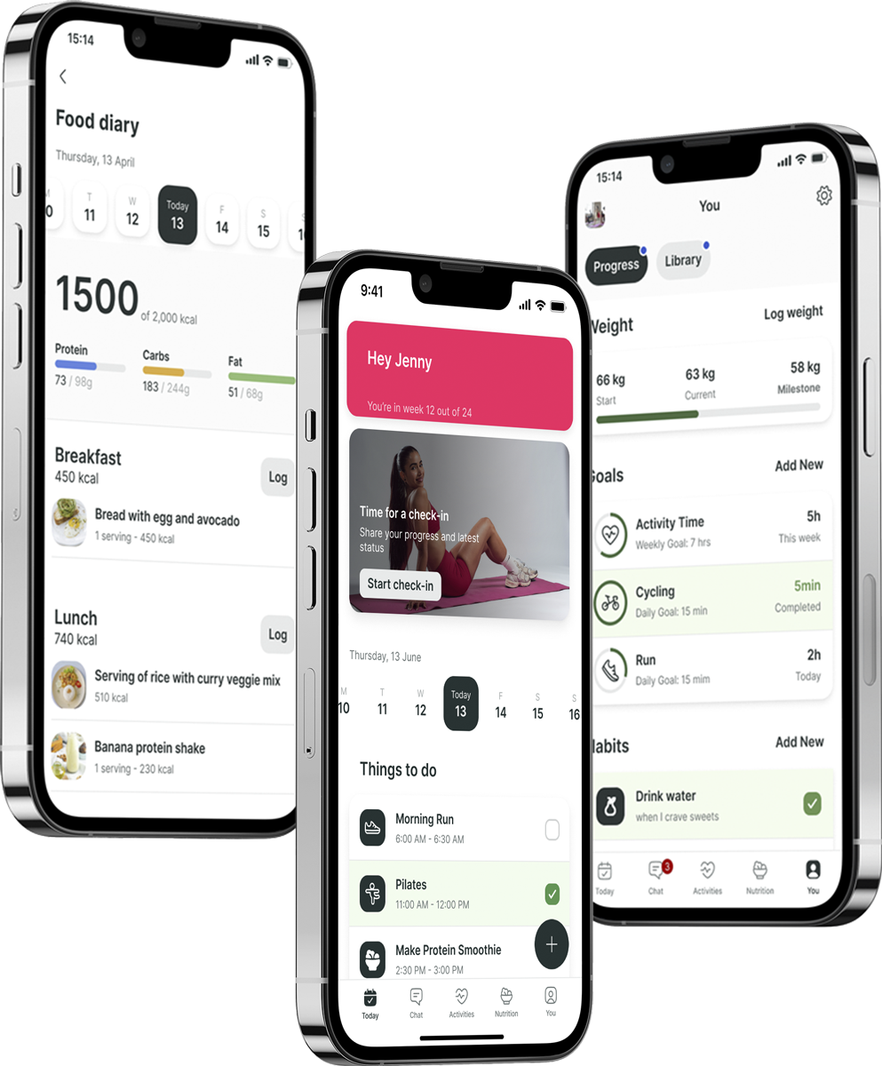 A mockup of the coaching app showcasing the features.