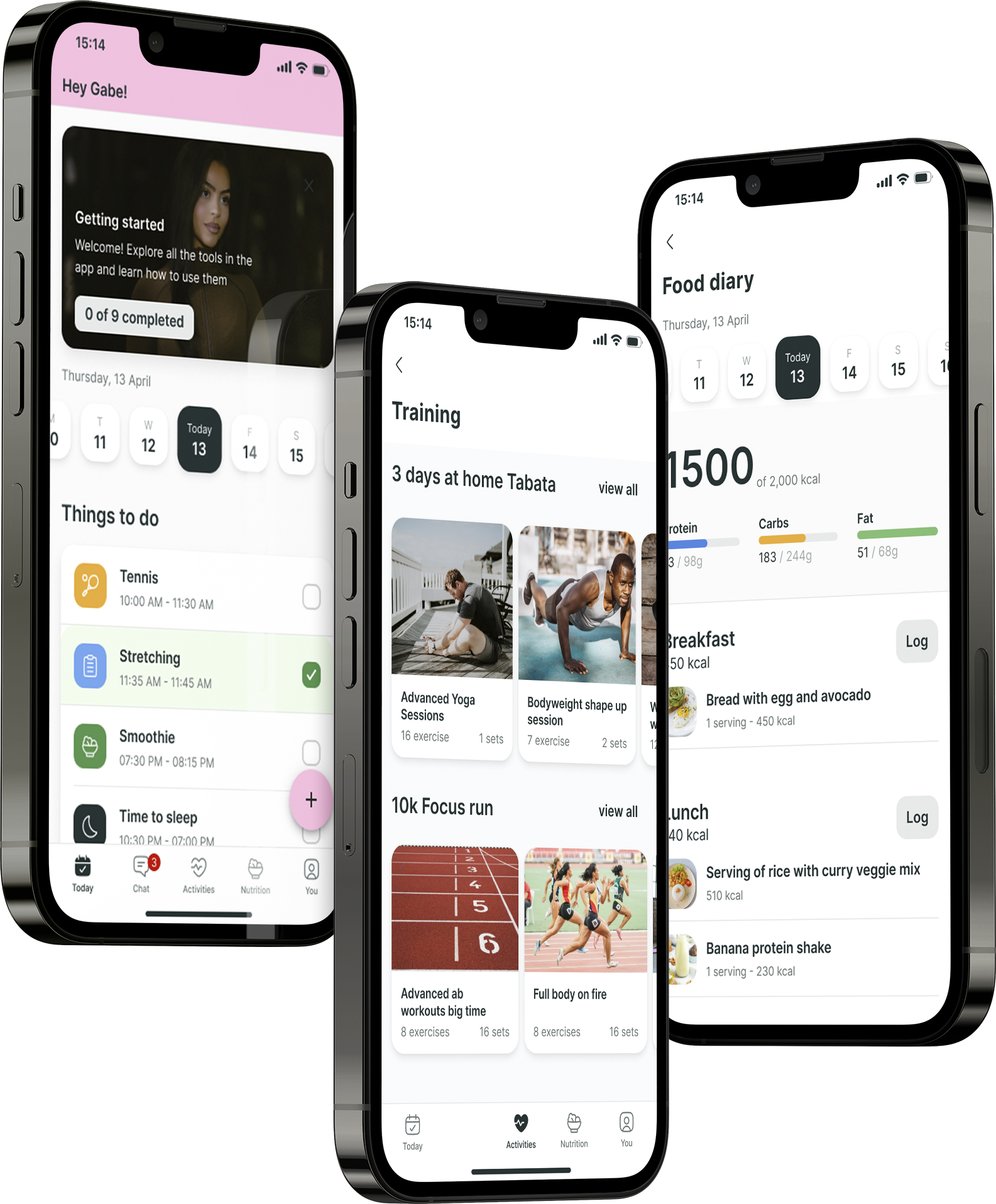 A mockup of the coaching app showcasing the features.