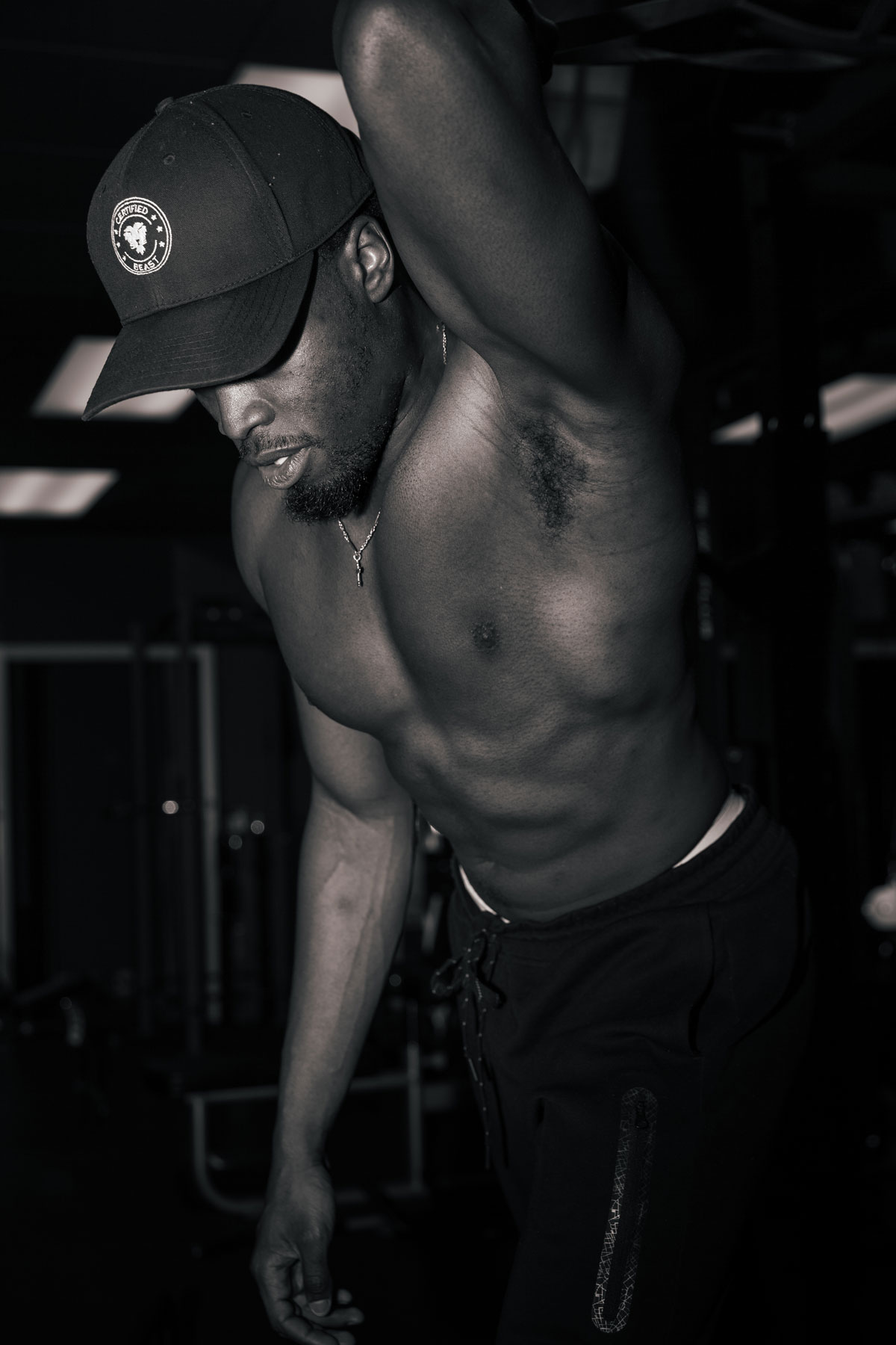 Coach exercising in the gym.