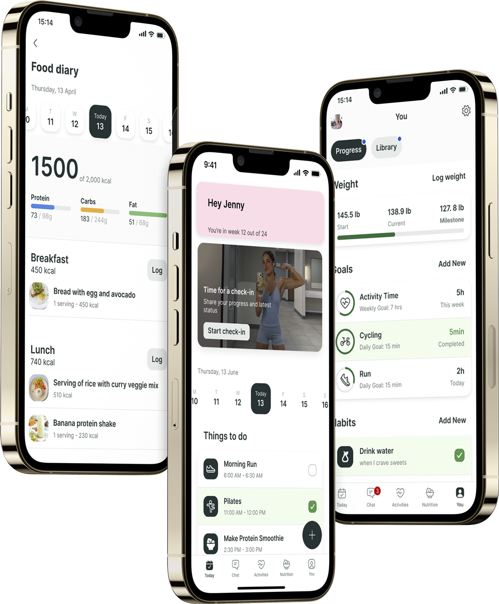 A mockup of the coaching app showcasing the features.