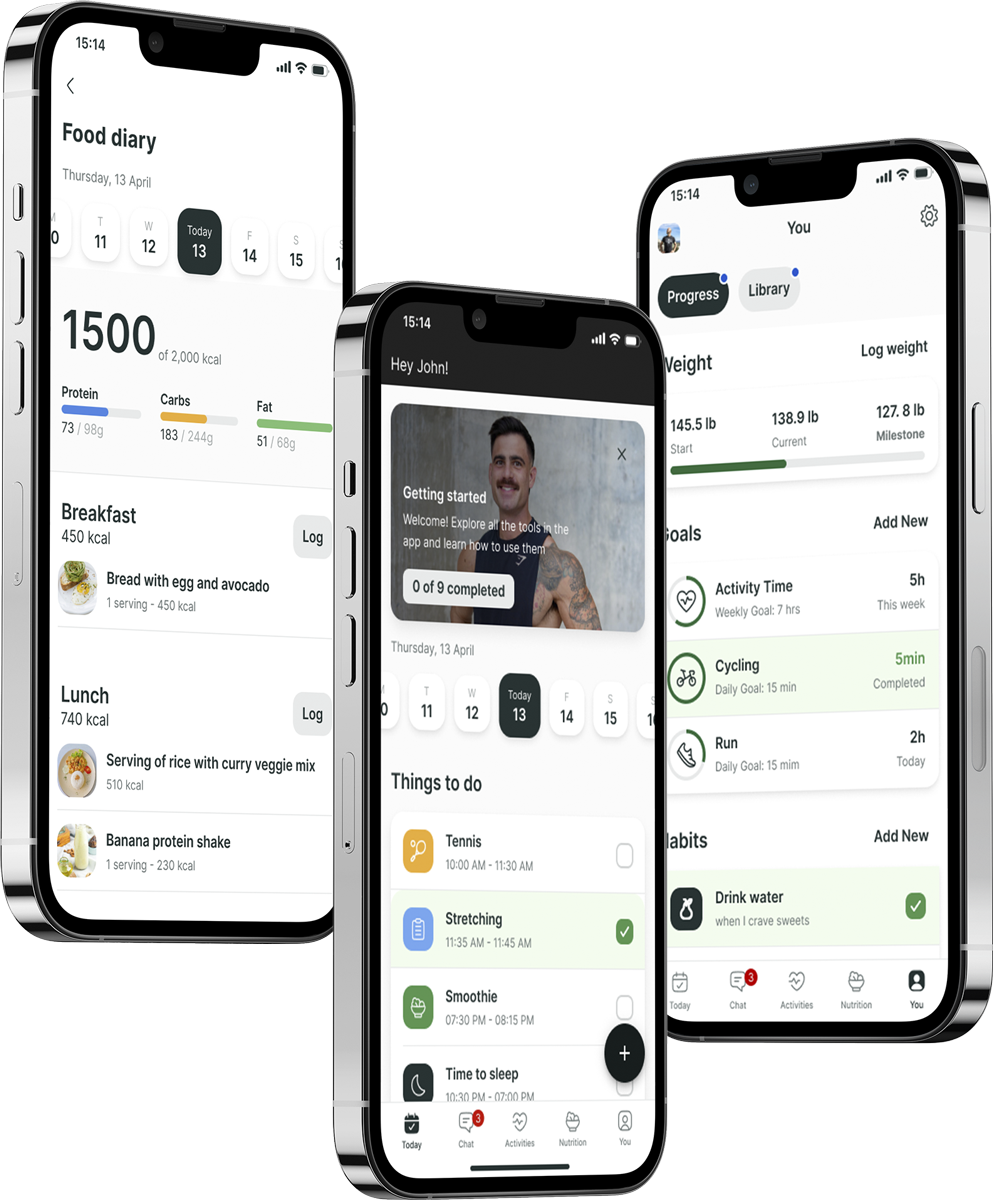 A mockup of the coaching app showcasing the features.