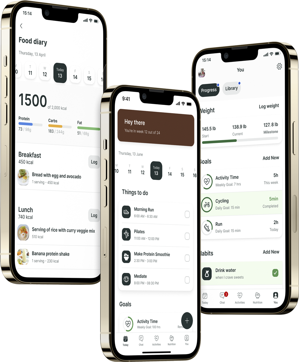 A mockup of the coaching app showcasing the features.