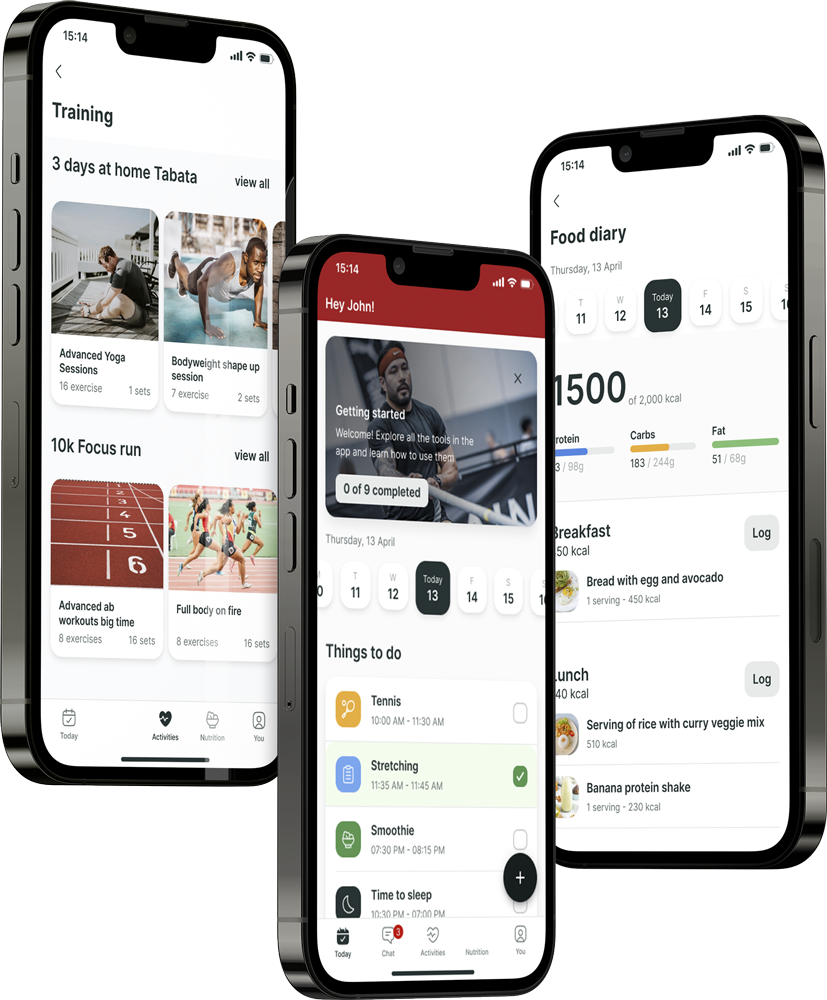 A mockup of the coaching app showcasing the features.