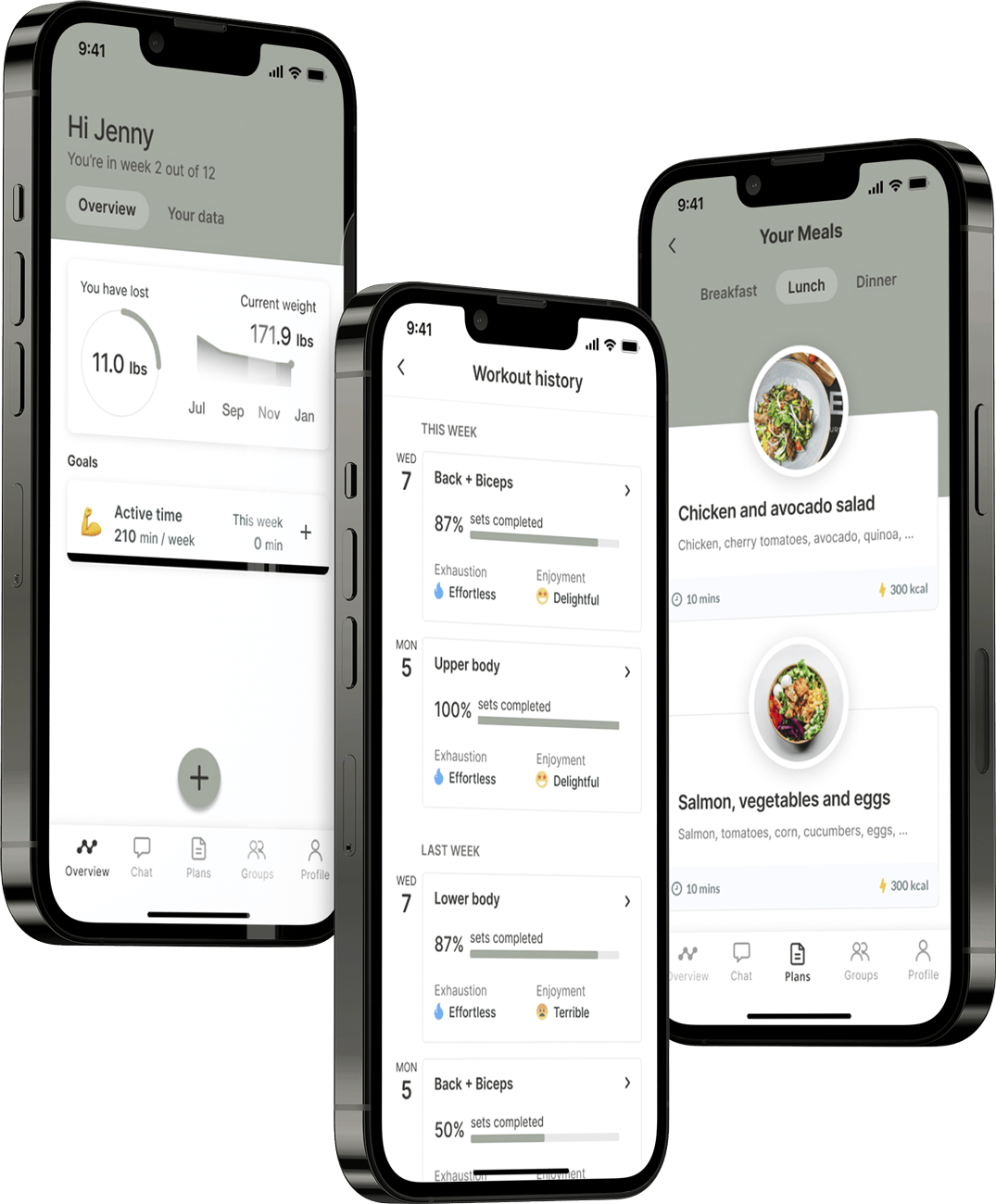 A mockup of the coaching app showcasing the features.