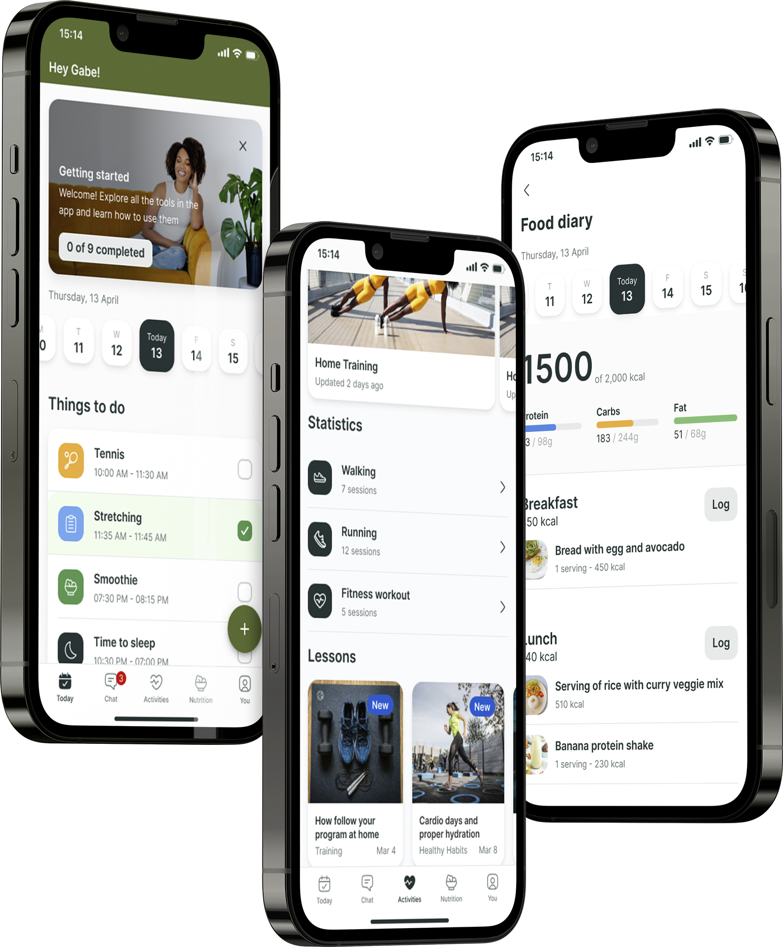 A mockup of the coaching app showcasing the features.