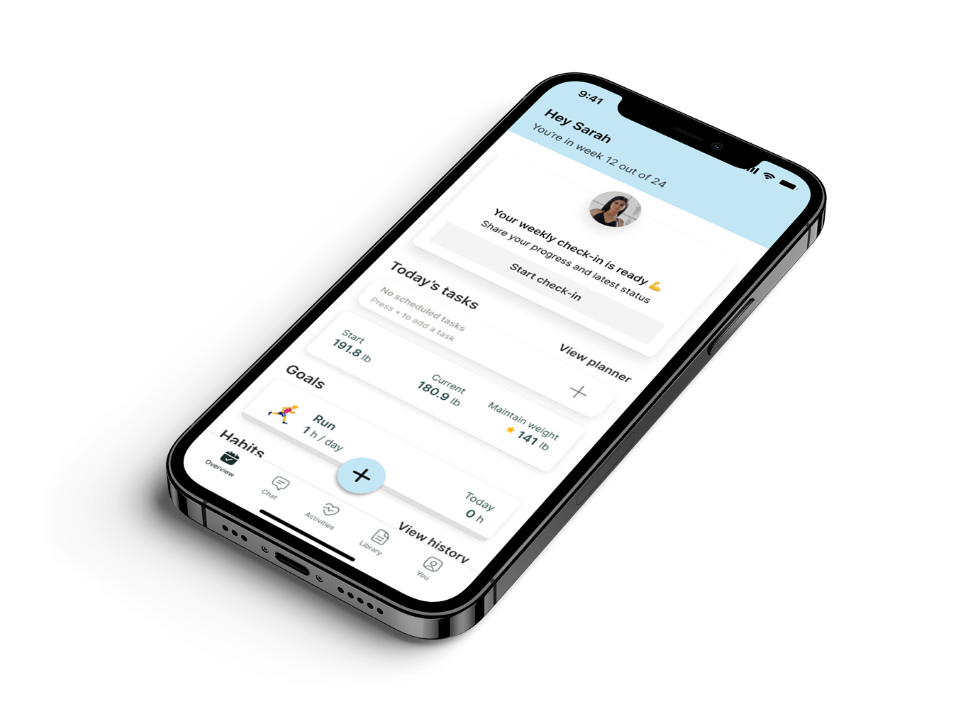 A mockup of the coaching app showcasing the features.
