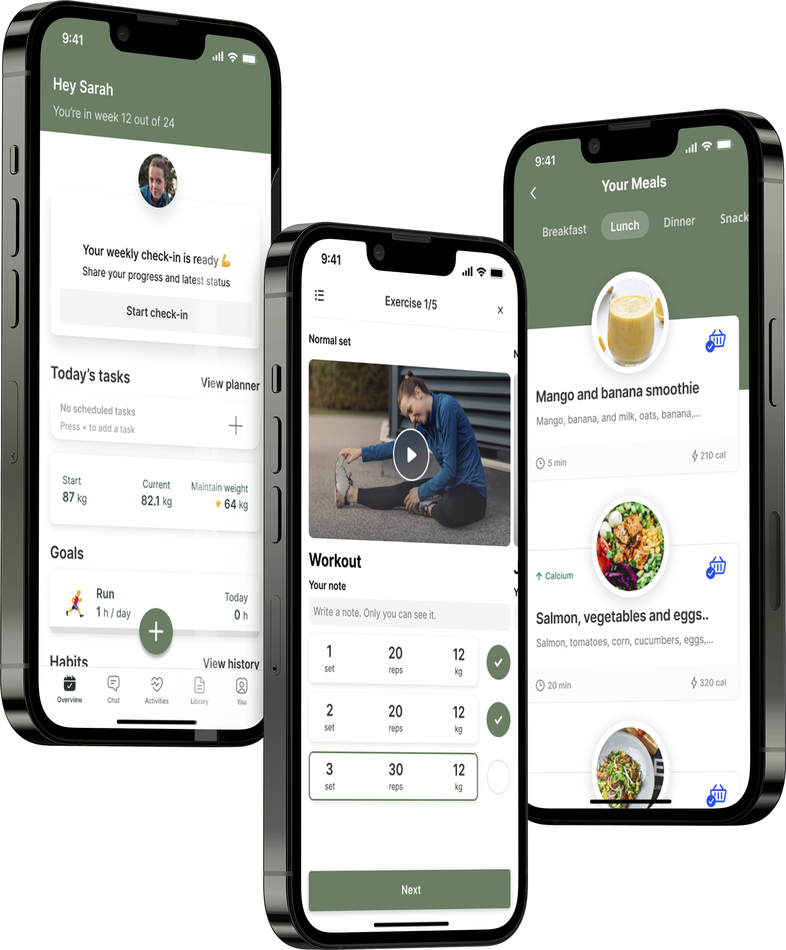 A mockup of the coaching app showcasing the features.