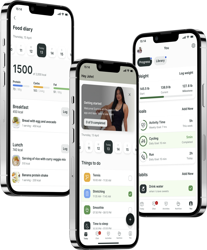 A mockup of the coaching app showcasing the features.