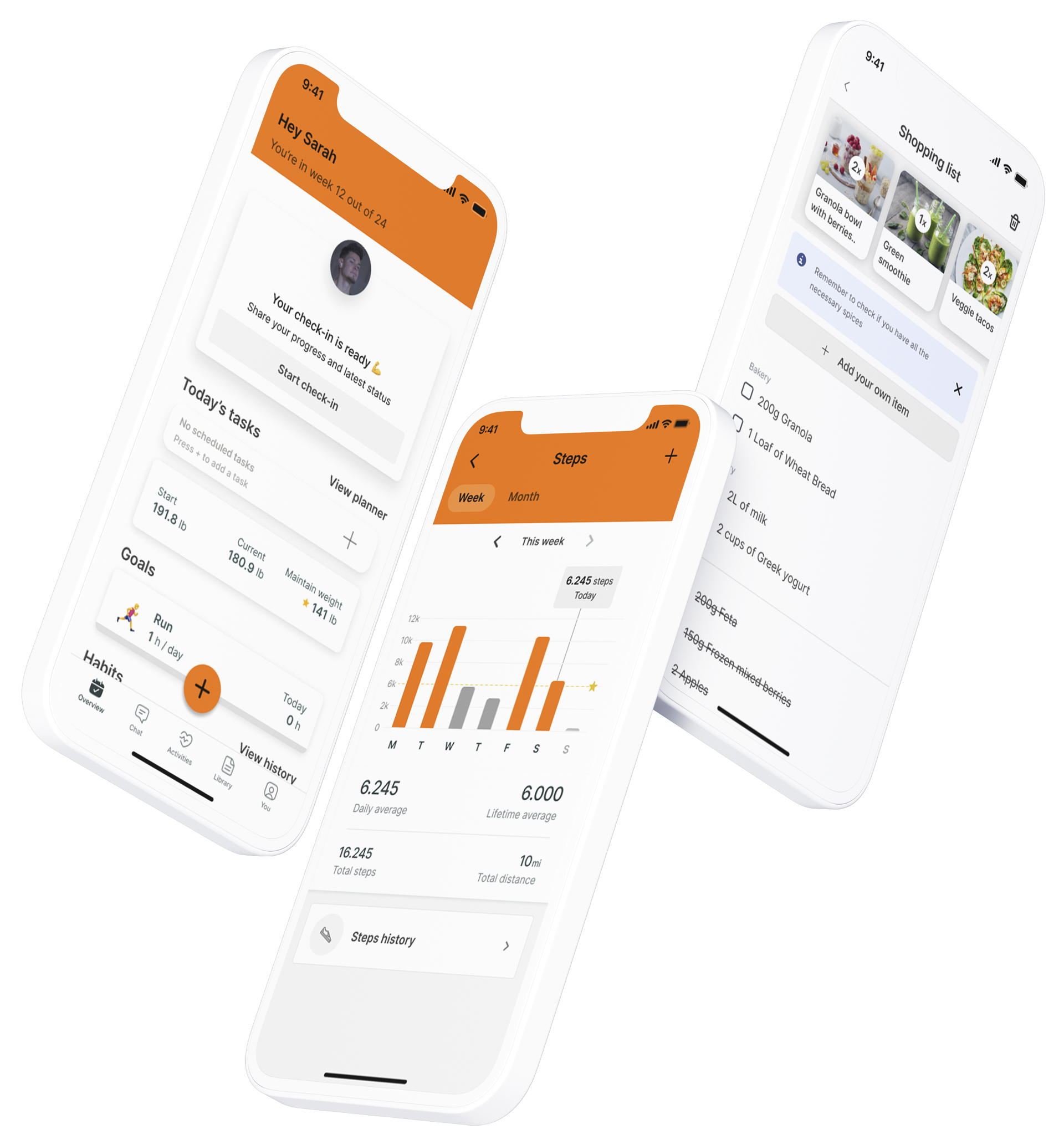 A mockup of the coaching app showcasing the features.