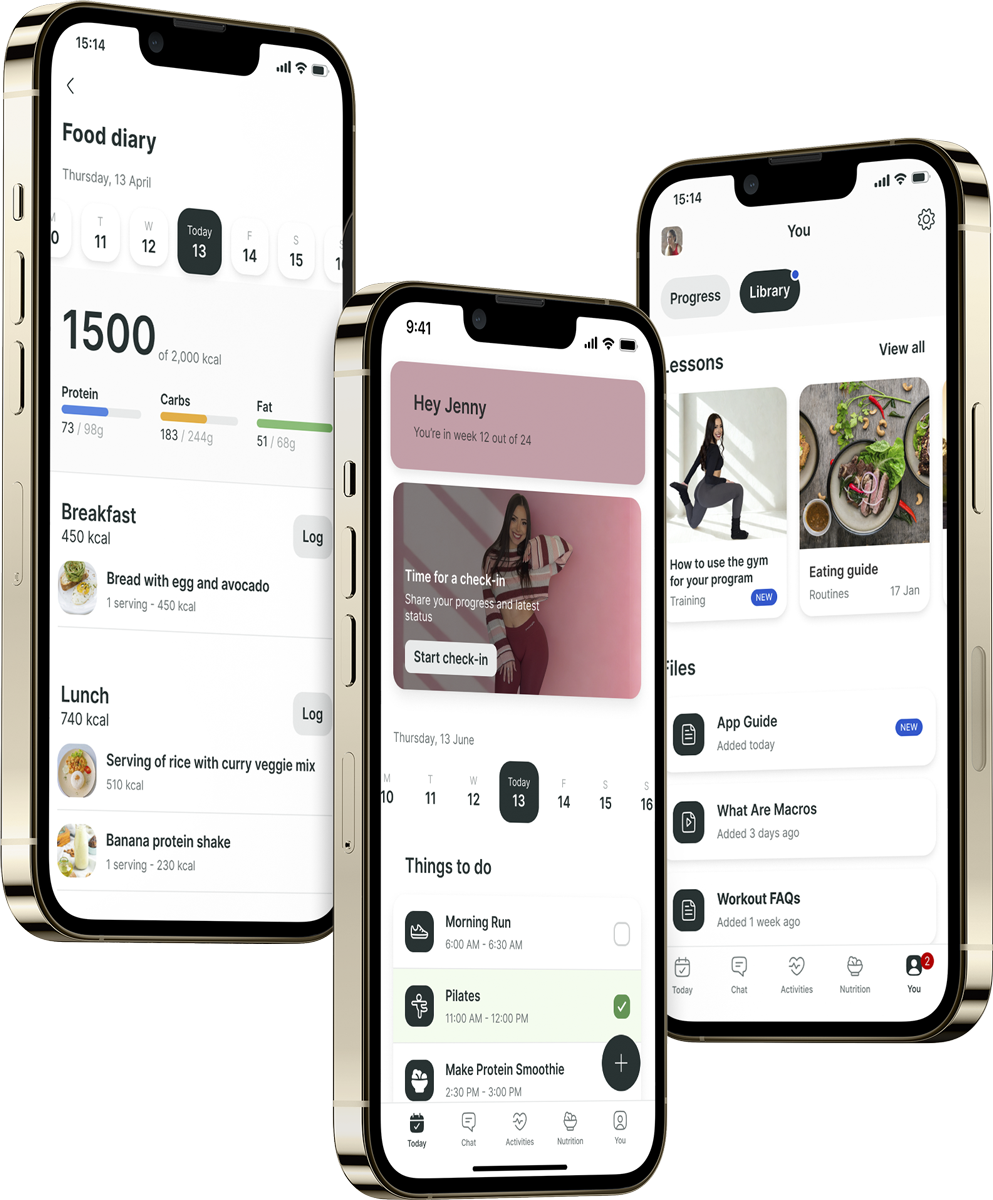 A mockup of the coaching app showcasing the features.