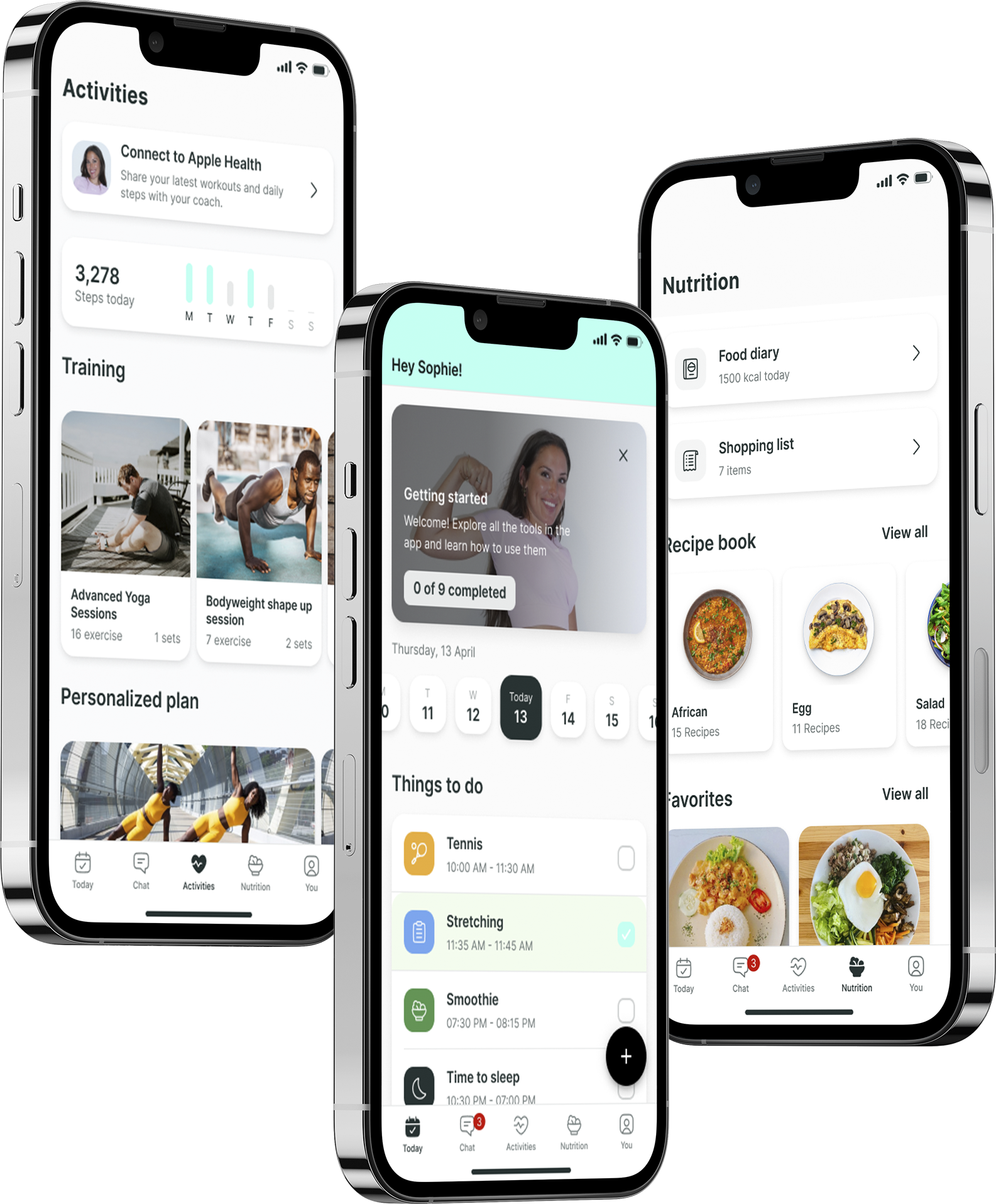 A mockup of the coaching app showcasing the features.