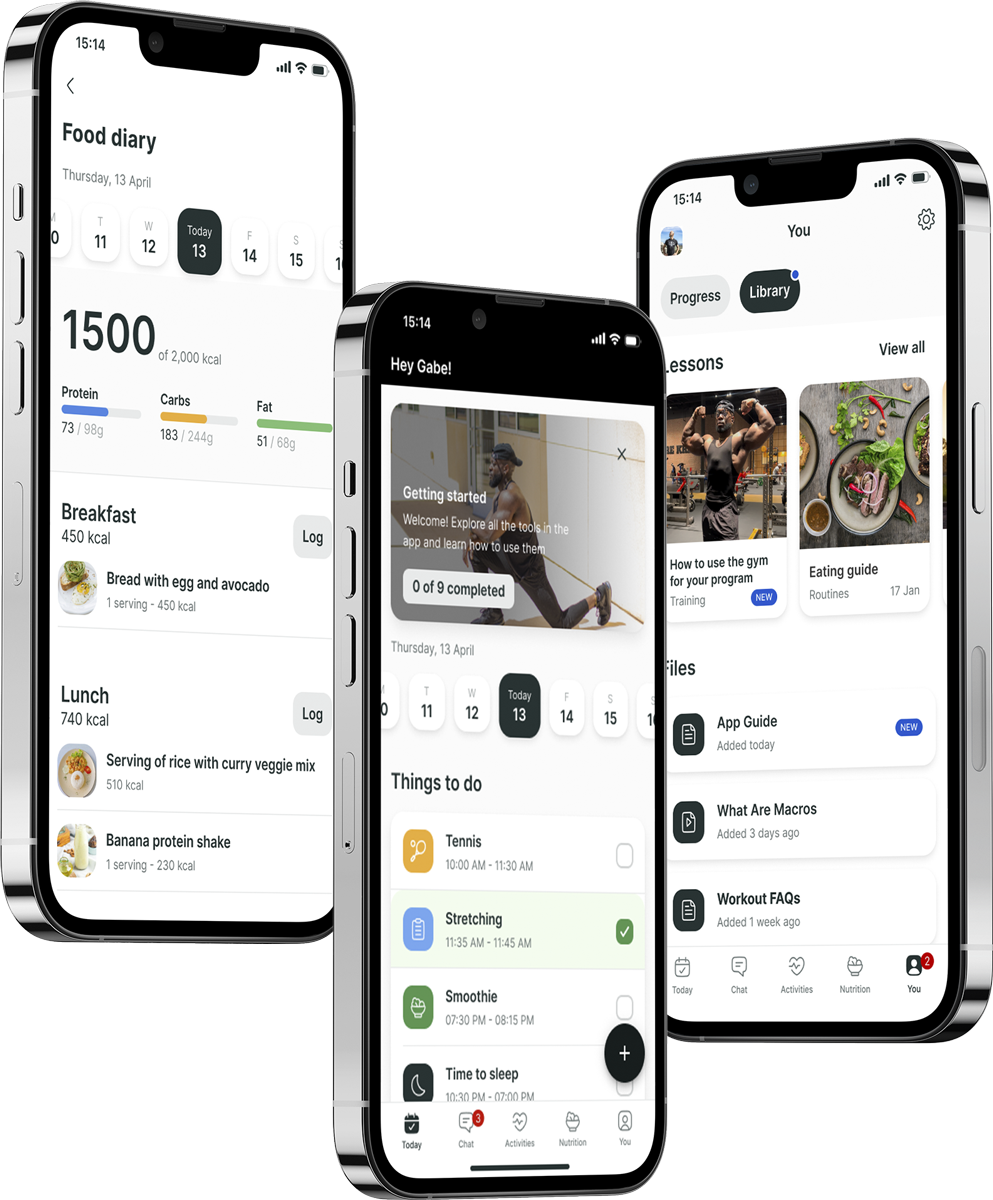 A mockup of the coaching app showcasing the features.
