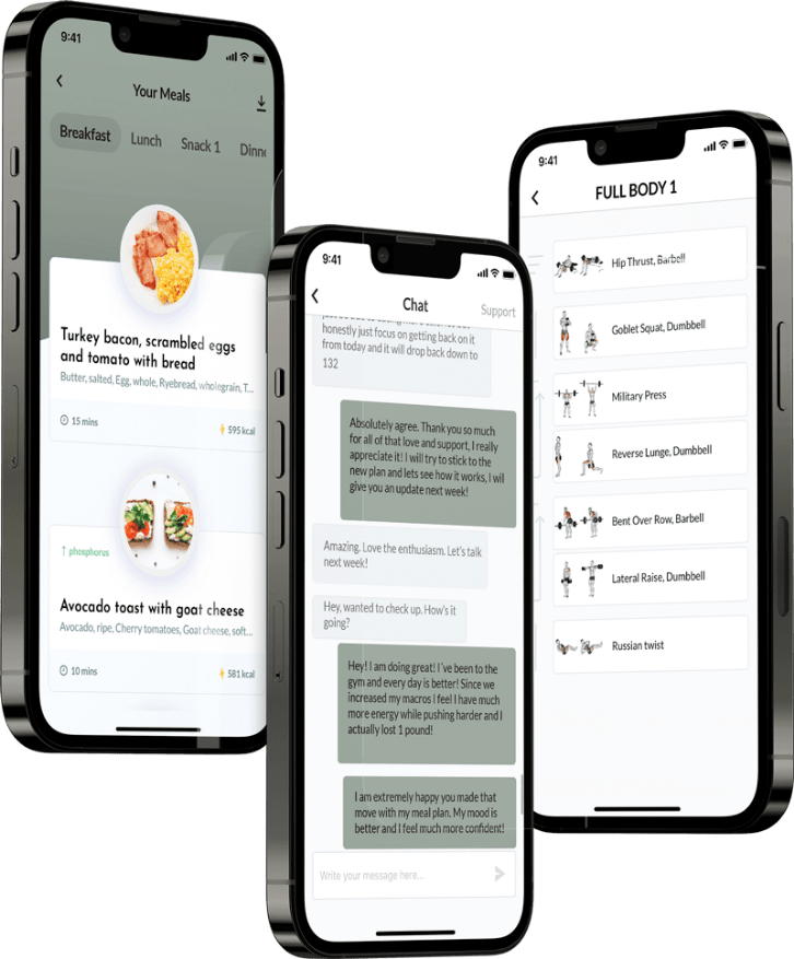 A mockup of the coaching app showcasing the features.