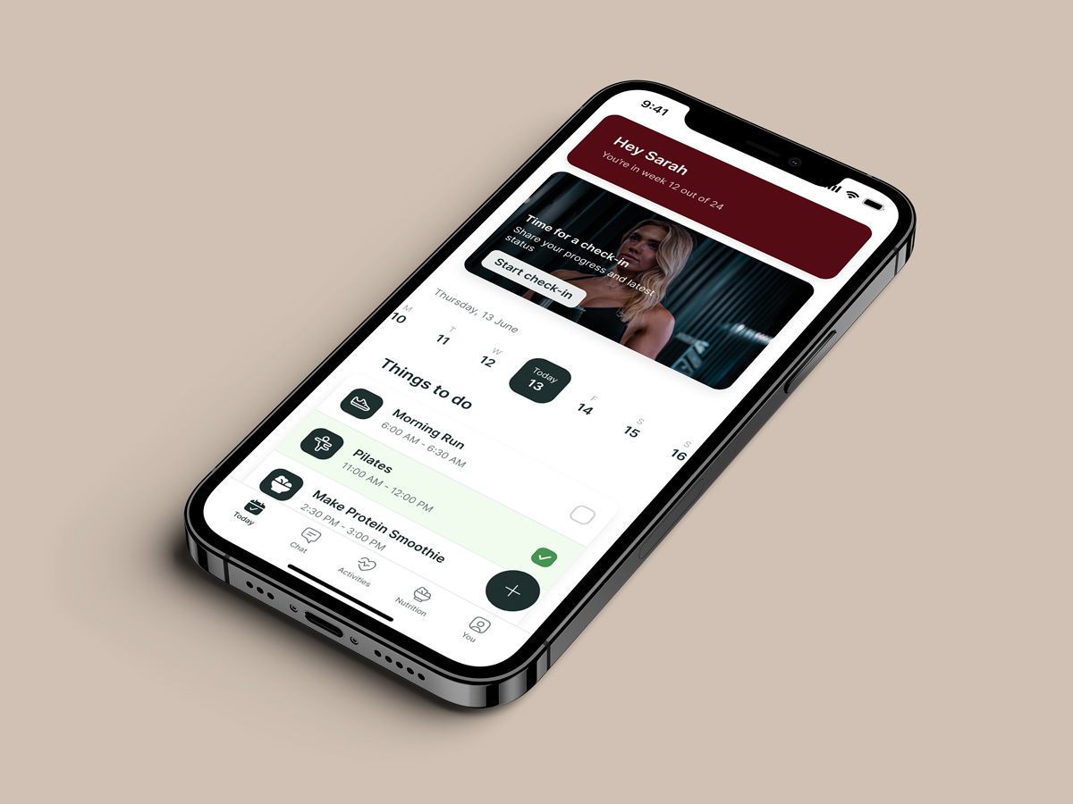 A mockup of the coaching app showcasing the features.