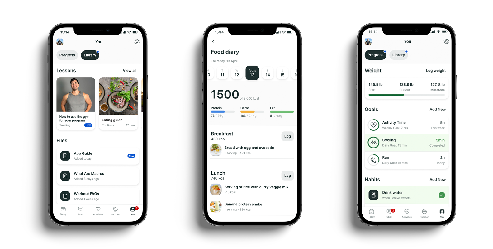 A mockup of the coaching app showcasing the different features.