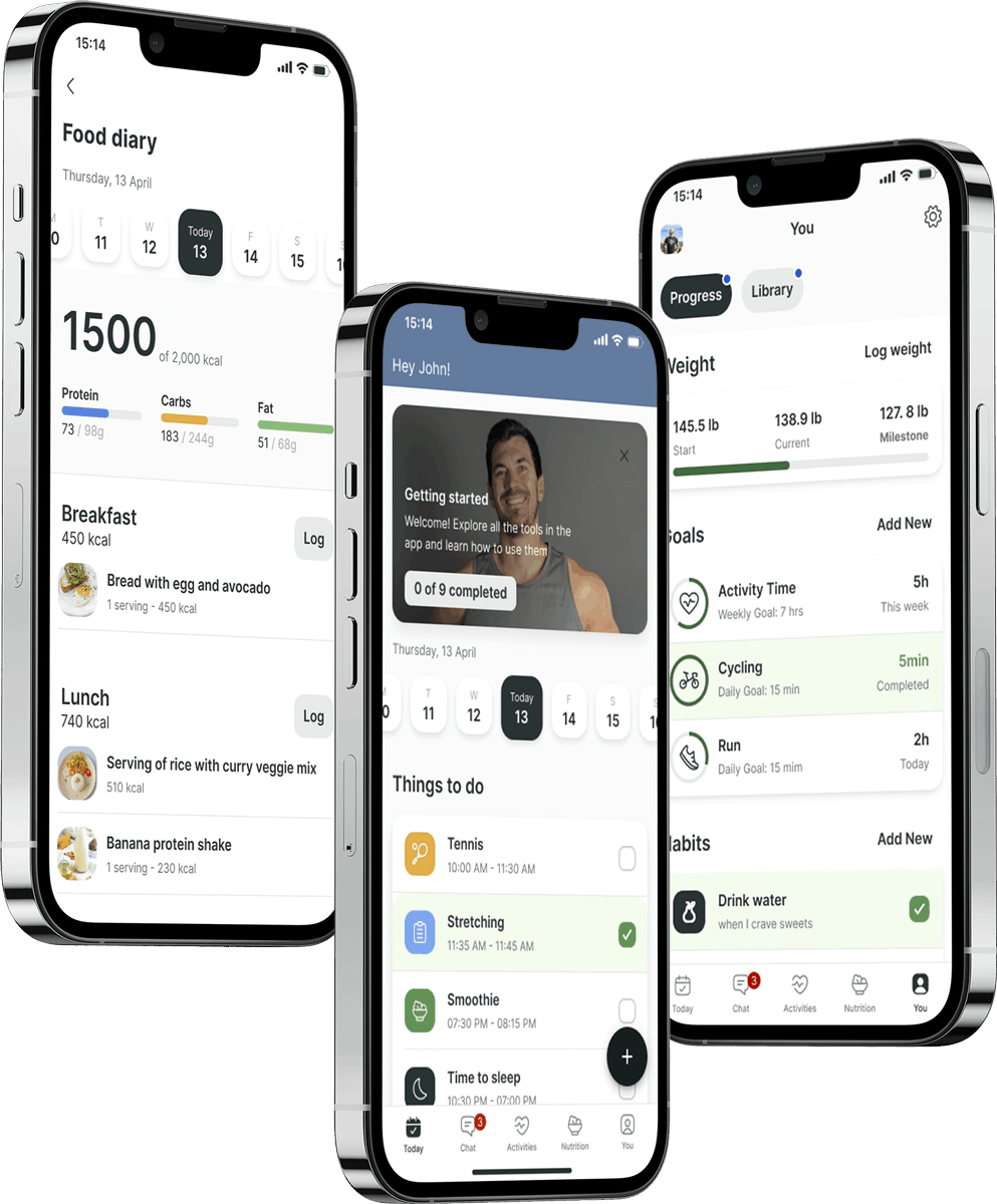 A mockup of the coaching app showcasing the features.