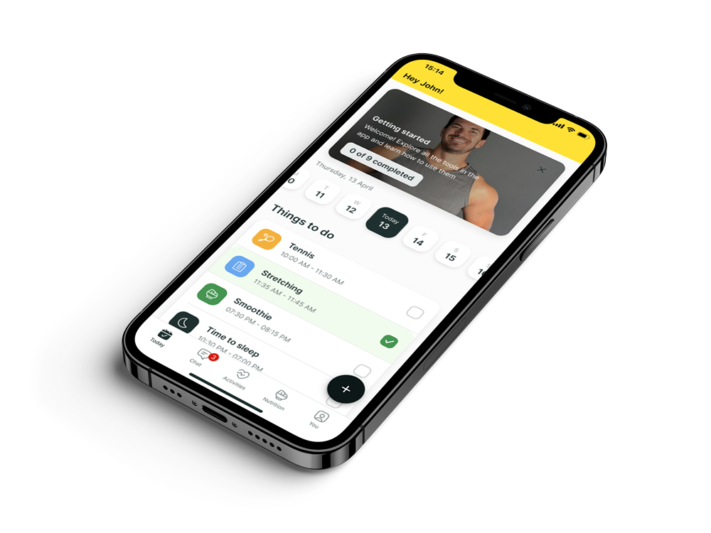 A mockup of the coaching app showcasing the features.