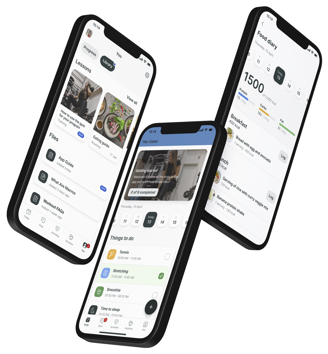 A mockup of the coaching app showcasing the features.