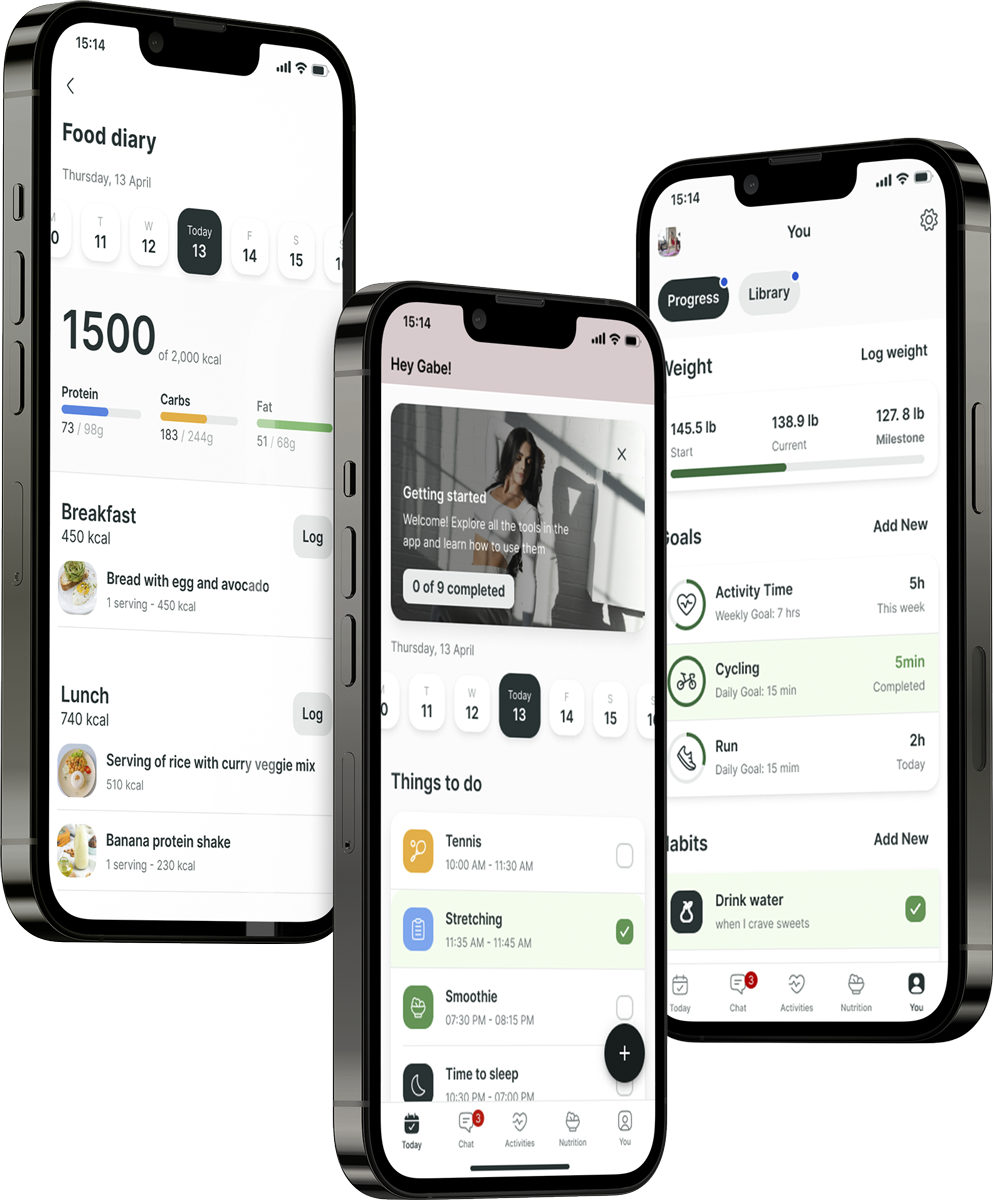 A mockup of the coaching app showcasing the features.